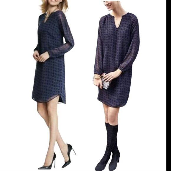 CAbi Style 3102 Harlequin Purple Black Diamond Print Shift Tunic Shirt Dress Med - Picture 2 of 9